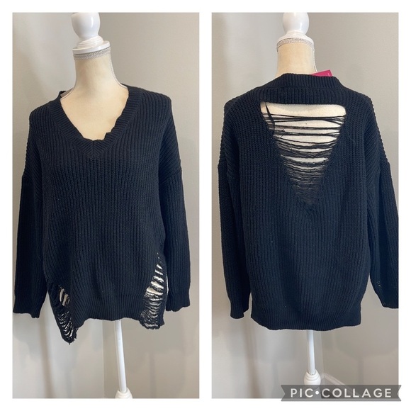 Oversized Distress Boutique Sweater - Picture 1 of 3